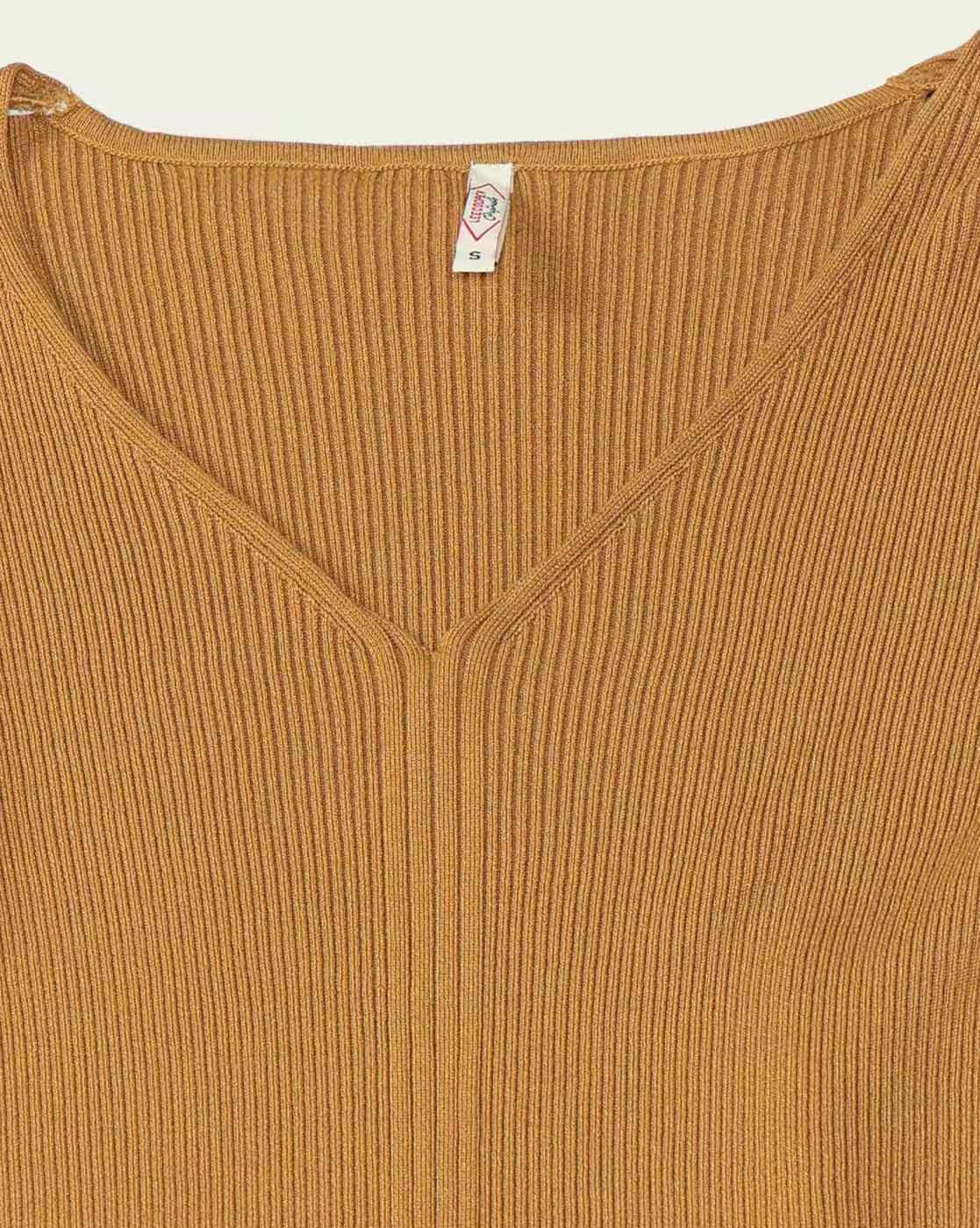 Women Ribbed Regular Fit V-Neck T-Shirt