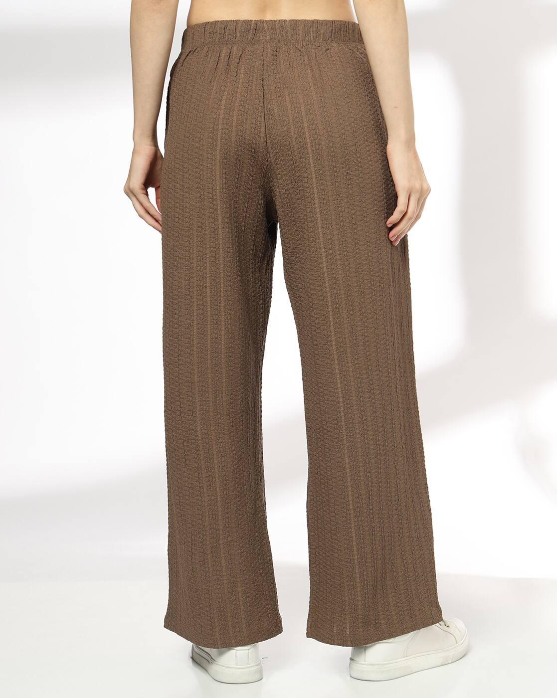 Women Striped Palazzos with Drawstring Waist