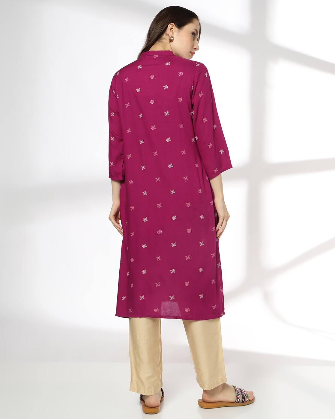 Women Embroidered Straight Kurta