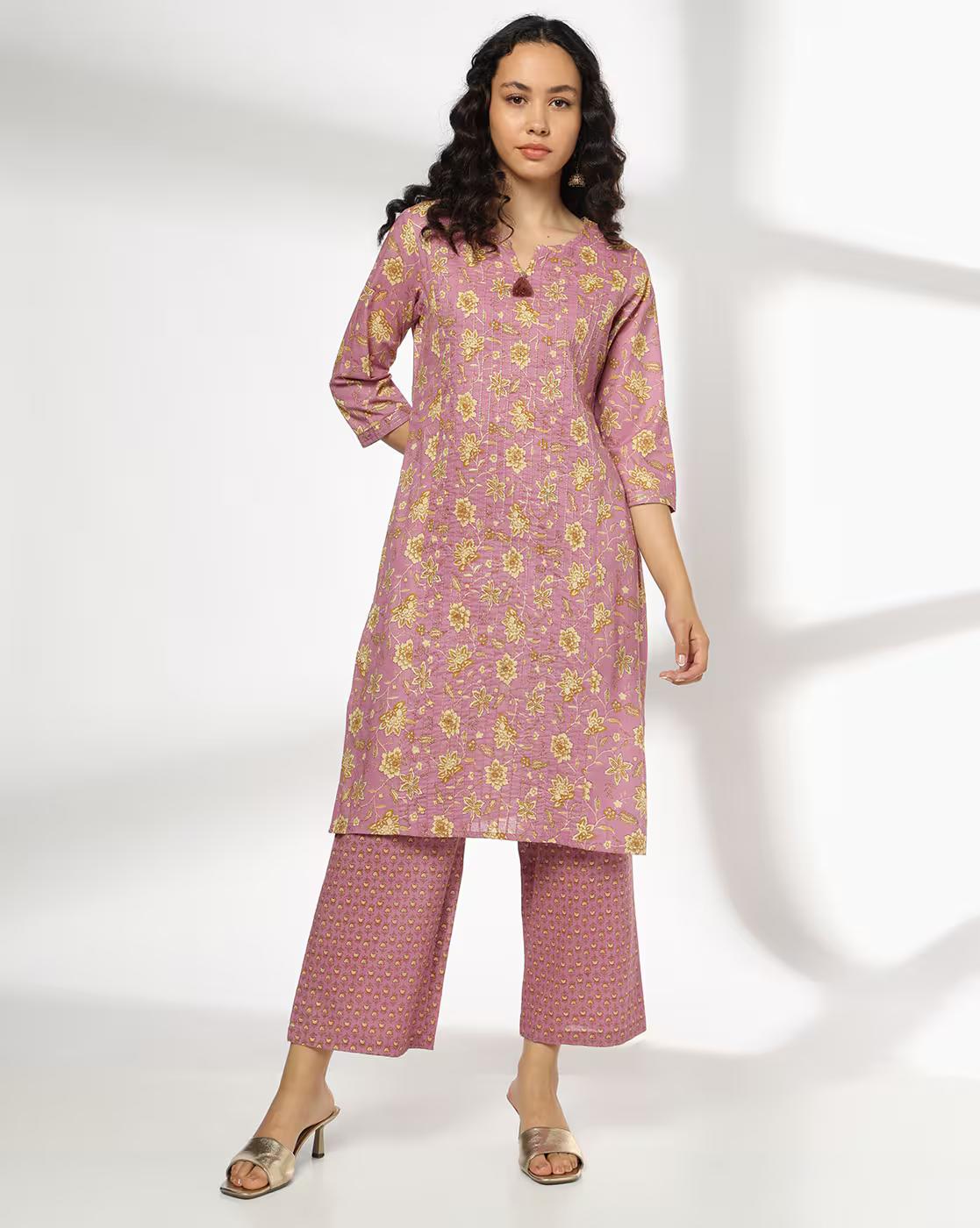 Women Floral Print Straight Kurta & Pants Set