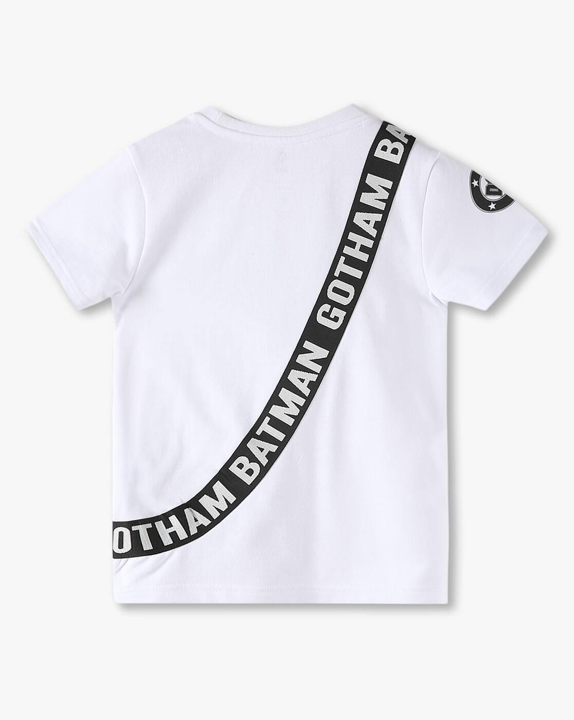 Boys Graphic Print Crew-Neck T-Shirt with Batman 3D bag
