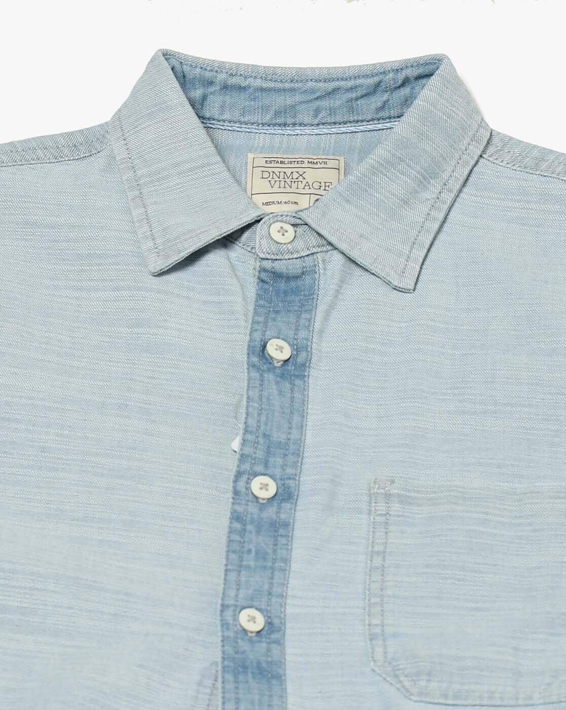 Men Typographic Print Relaxed Fit Shirt with Patch Pocket