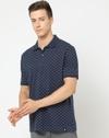 Regular Fit Micro Print Cotton Polo T-Shirt