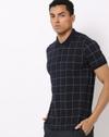 Checked Polo T-shirt with Ribbed Hems