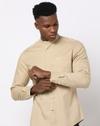 Men Slim Fit Shirt with Band Collar