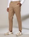 Men Slim Fit Flat-Front Trousers