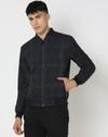 Men Checked Regular Fit Bomber Jacket