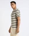 TEXTURED YARN STRIPER CREW, OFF WHITE, M