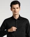 SATIN STRETCH SHIRT WITH, JET BLACK, 46