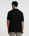 MESH KNIT POLO WITH TIE, JET BLACK, XXL