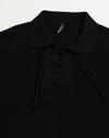 MESH KNIT POLO WITH TIE, JET BLACK, XXL