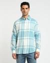 REGULAR FIT BRUSHED CHEC, MEDIUM BLUE, M