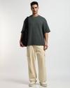 TEXTURED BOXY FIT TSHIRT, DARK GREEN, L