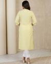 Women Straight Kurta with Lace Trim