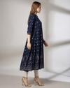ROUND NECK KALIDAAR KURTA, NAVY