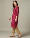 AOP Kurta with embroidered plac, WINE, S