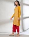 STRAIGHT KURTA WITH JACQAU, MUSTARD, XXL