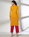 STRAIGHT KURTA WITH JACQAU, MUSTARD, XXL