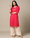 Embroidered placket k, MAGNTA/FUSHA, XXL