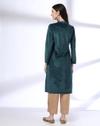 VELVET STRAIGHT KURTA WITH EM, TEAL