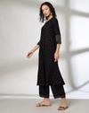 PRINTED FLARED KURTA WITH, JET BLACK, S