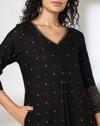 PRINTED FLARED KURTA WITH, JET BLACK, S