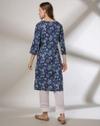 SMALL AND BIG FLORAL PRINT K, INDIGO, XL
