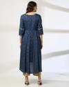 EMB YOKE HI LOW FESTIVE KURTA, BLUE