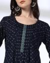 AOP SPACE TUCK PLACKET KURTA, NAVY, XS