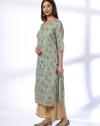 PRINTED FESTIVE KURTA, GREEN, S