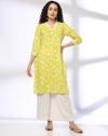 LINES AND BAMBOO LEAF PRINT KUR, LIME, M