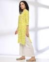 LINES AND BAMBOO LEAF PRINT KUR, LIME, M