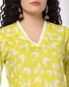 LINES AND BAMBOO LEAF PRINT KUR, LIME, M