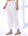 PALAZZO WITH SCHIFFLI EMBROIDE, WHITE, L