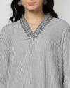 SHAWL COLLAR A LINE EMBROIDERY, GREY