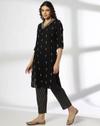 V NECK GATHERS WEAVE PRT SET, BLACK, M