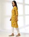 MULTI TONAL LINES FLOWER PRIN, YELLOW, L