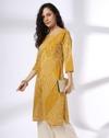 MIX PRINT SIDE PLACKET KUR, MUSTARD, M