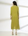 EMB FLARED KURTA, LIME, M