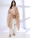EMBROIDERED POLY TISSUE DUPAT, BEIGE, FS