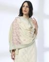 PAISLEY BORDER SHAWL, OFF WHITE, FS