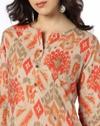 BIG IKKAT TONAL PRT KUR, BEIGE, M