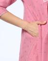 EMB YOKE GATHERED FLARED, LT. PINK, XXL