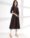 SHAWL COLLAR FESTIVE KURTA, BLACK, XS