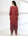 FLORAL KURTA AOP LINES YOKE SET, RED, XS