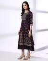 Mauve Rayon Layered Dress, Mauve, L