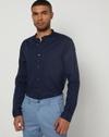 Men Slim Fit Shirt with Band Collar