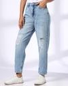 HIGH WAIST ANKLE LENGTH MO, LT. BLUE, 32