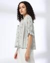 Rayon Crinkle Printed V Neck T, GREEN