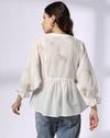 Y Notch Peplum Top Embroi, OFF WHITE, XS